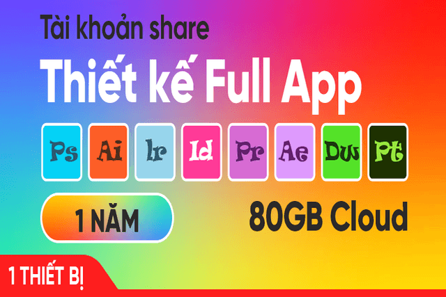 Adobe Full App 80GB Cloud chỉ từ 1.200đ/ngày